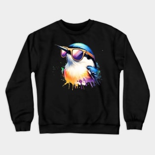 Watercolor White Breasted Nuthatch. Crewneck Sweatshirt